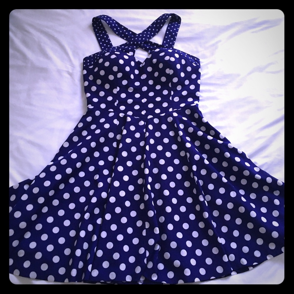 Blue polka dot dress